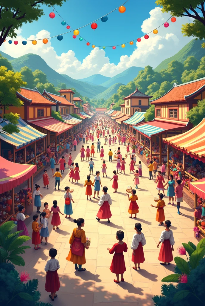 colorful village festival background for flyer