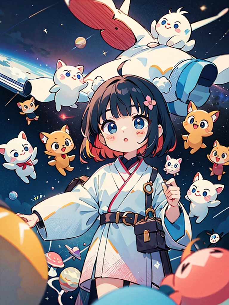 north pole、Aurora、Kawaii Girl、happily face、Brown skin、masterpiece、top-quality、Top image quality
