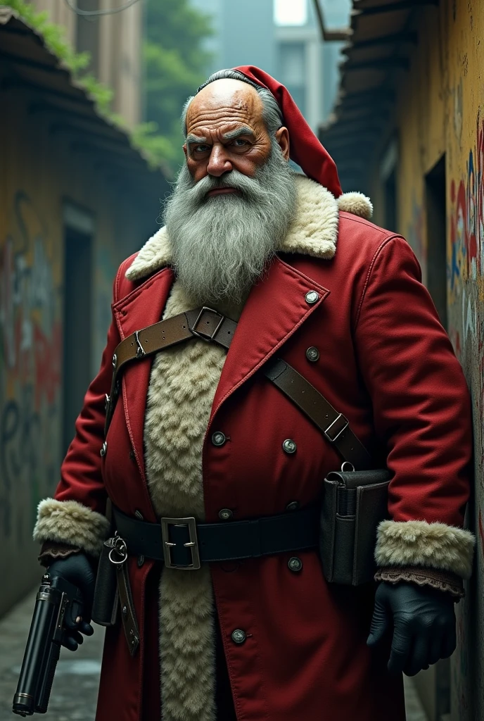 dystopianx style, drunk, creepy santa, muddy, crowded bottles bar, intricate details, hdr, intricate details, hyperdetailed, cinematic, dark shot, muted colors, film grainy, soothing tones, muted colors, technicolor