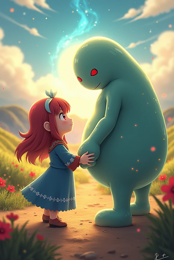 Rimuru from TenSura and Megumin from KonoSuba holding hands