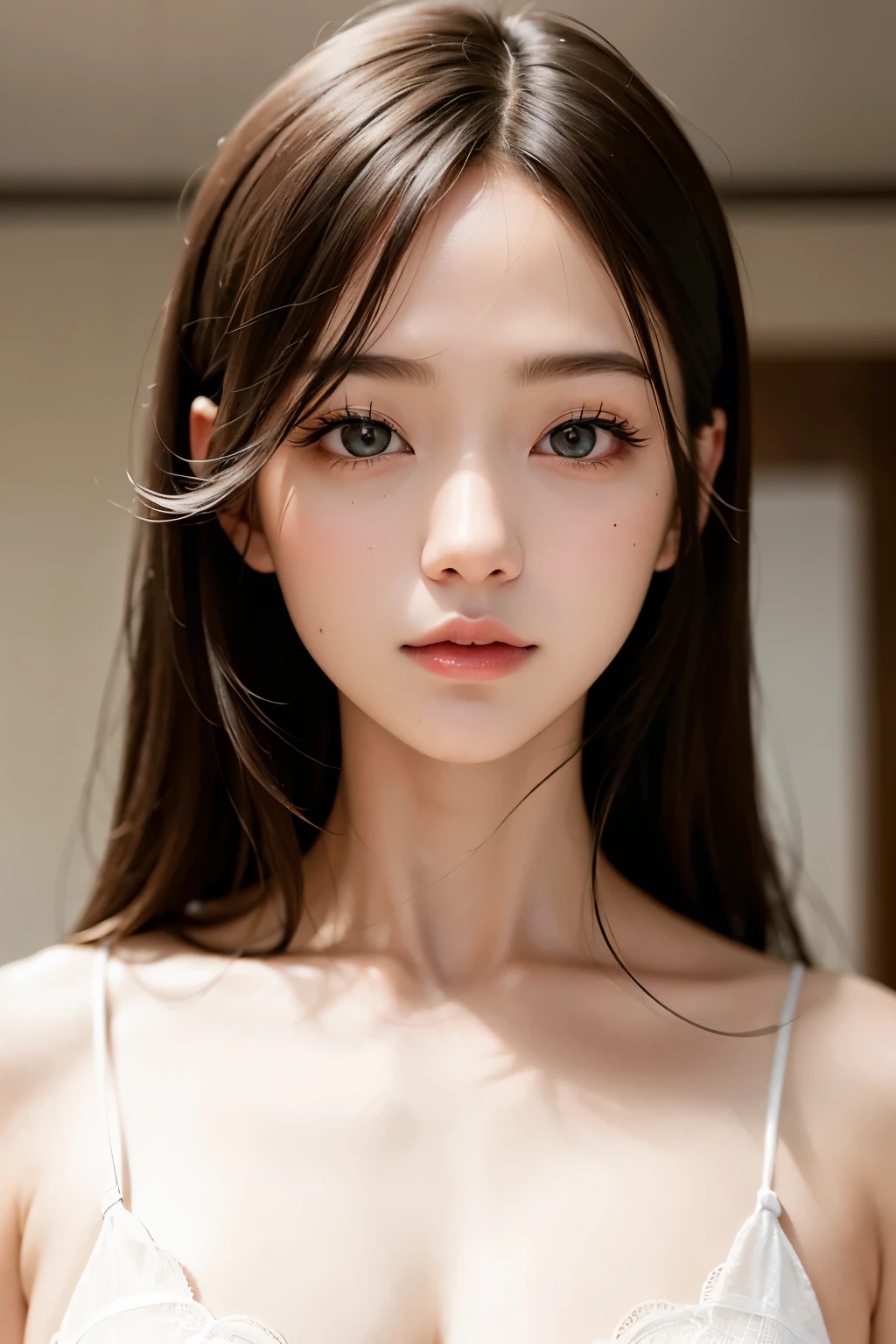(masterpiece, Highest quality、全てを詳細にRealisticな描画),one person's, alone, Black-haired, scarf, Have, Realistic, Realistic, Looking at the audience, Light-coloured black eyes, Brunette Shorthair:1.6, Brown coat,Beautiful glossy lips, prohibit, Plein Air, Upper Body、Big eyes、Beautiful view of sparkling snow lassi))、(((Short bob hair with bangs:1.4、Shiny Hair、prohibit:1.4、Big eyes、large full chest、Highlights the eyes、Gazing at the audience、Beautiful beauty、Listen carefully、Beautiful long neck、A beautiful and charming décolleté、Laugh a little、smile、幸せなsmile、Ideal body type、Beautiful faces with great detail、Beautiful highly detailed eyes、Very beautiful and attractive look、Beautiful and very cute attractive woman)))、{Huge|big|Hugeな|Mega} chest:2, 大きなchestの谷間:2、大きなchestの谷間を見せつける、