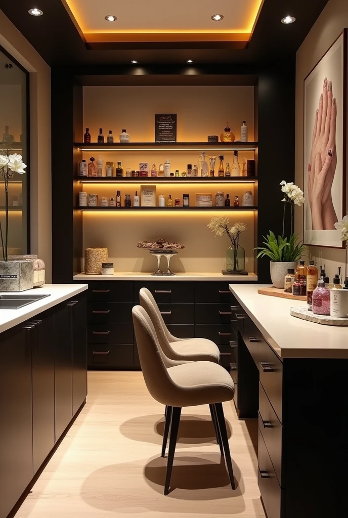 detail for small black nail salon