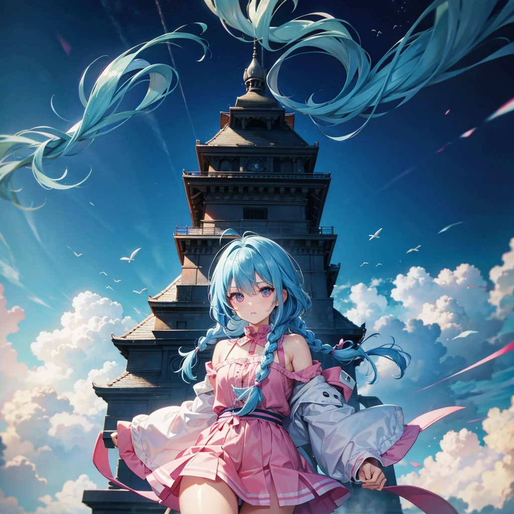 (Sky blue hair),(Braided hair), (Pink Eyes),Fair skin) ,(whole body),(one person&#39;s),(Gift boxes filling the background),(Santa Claus clothes),Santa Claus is,(Christmas Party),(masterpiece, Highest quality, Very detailed, Best Shadow), (Detailed Background), (Beautifully detailed face), High Contrast, (Best lighting, Very delicate and beautiful), ((Cinematic Light)), Hyper Detail,8k, Dramatic Light, Intricate details,night,snow