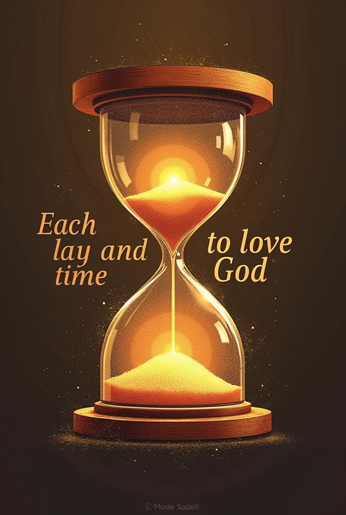 Create me a shirt design with an hourglass, and with a phrase each day and time to love God with a brown background