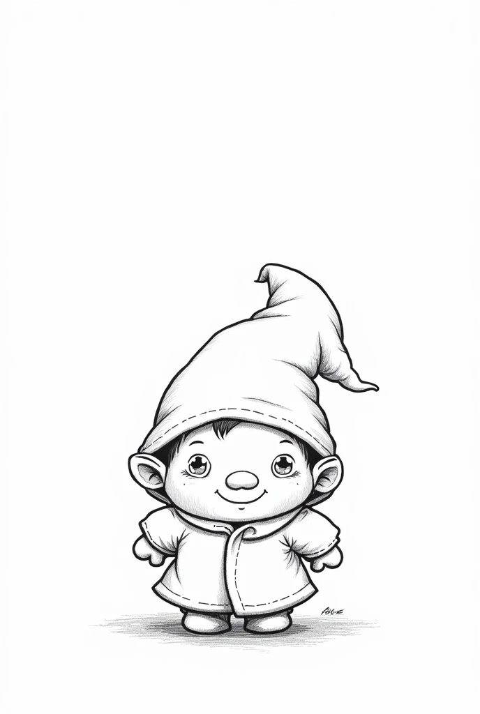 baby gnome, line art, cute, white background, no color, 2d, 1:1