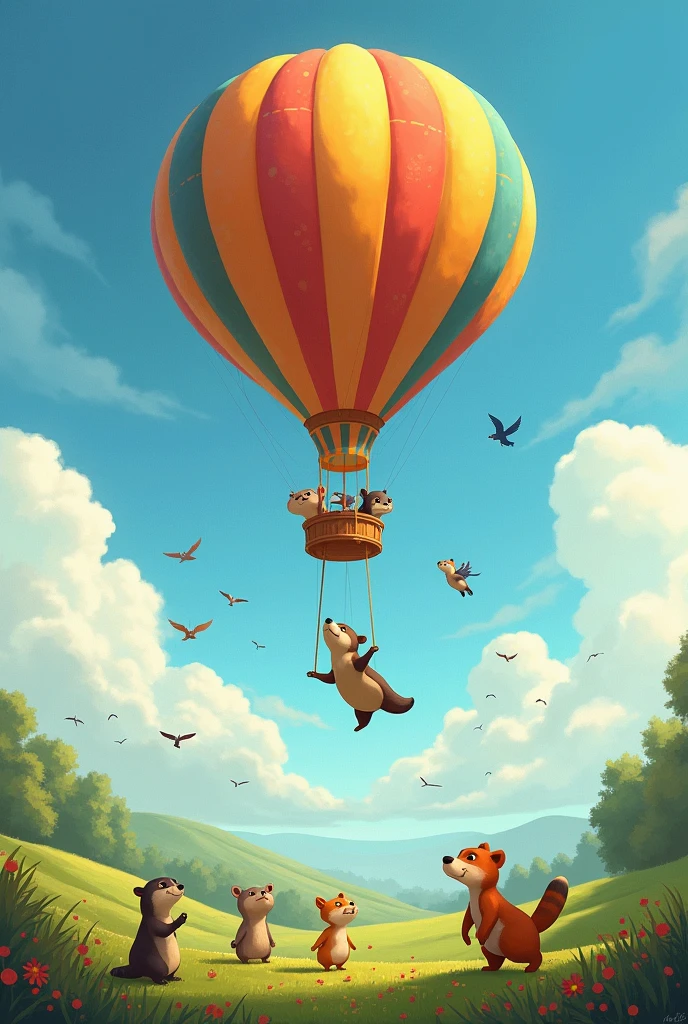 animals being dragged by a giant kite