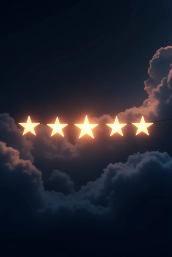 CREATE 5 STARS IN A HORIZONTAL LINE SLIGHTLY CURVED DOWNWARDS