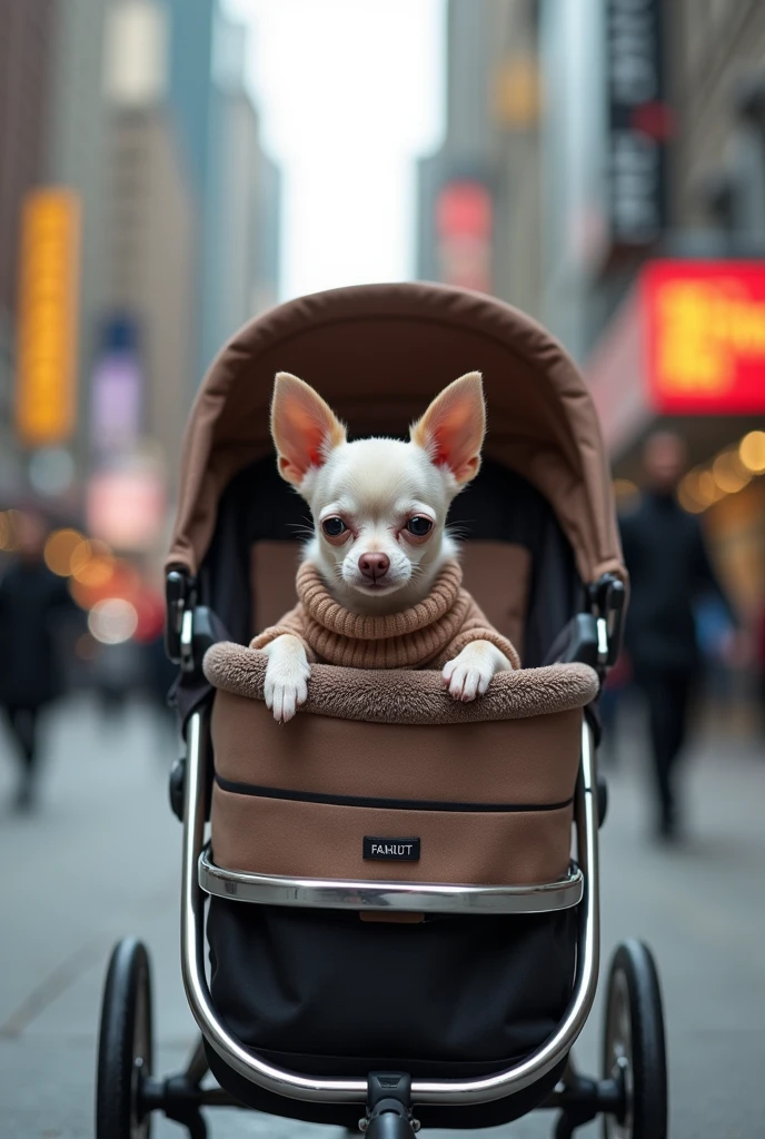 A chihuahua in a stroller