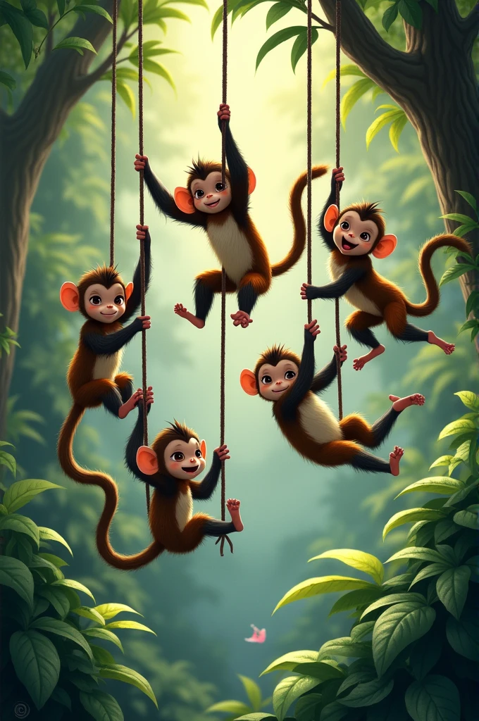 Troop of spider monkeys
