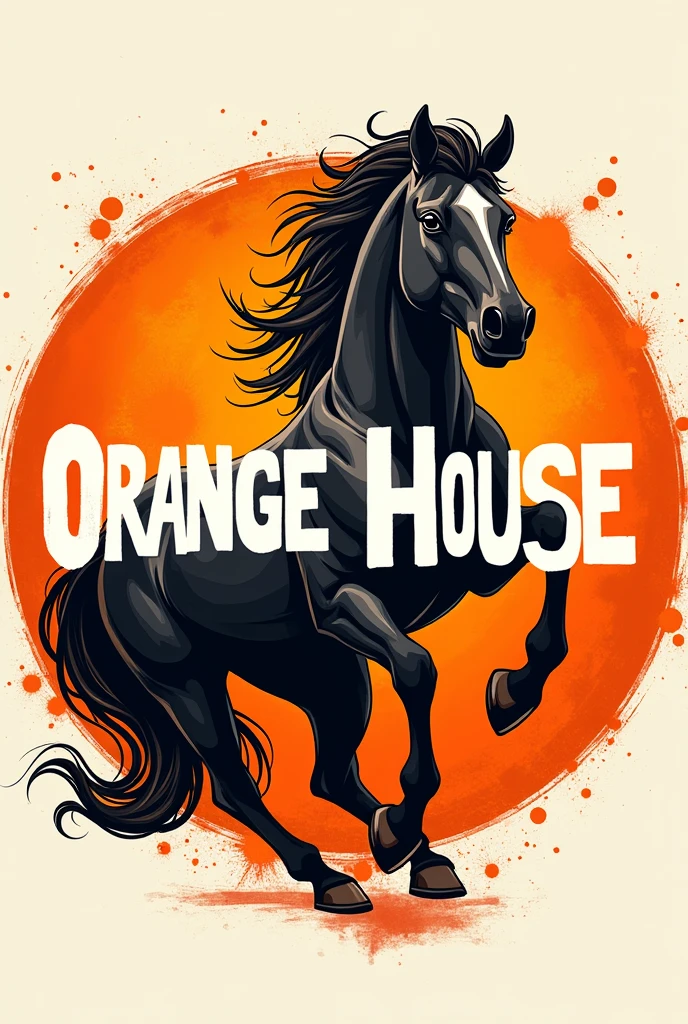 Create a shield for a team, must be circular, orange should predominate. A horse has to come out and say "orange house" in the logo. More lively and that "orange house" this inside the circle. I like it but it should be like the previous one but the letters should say, orange house.