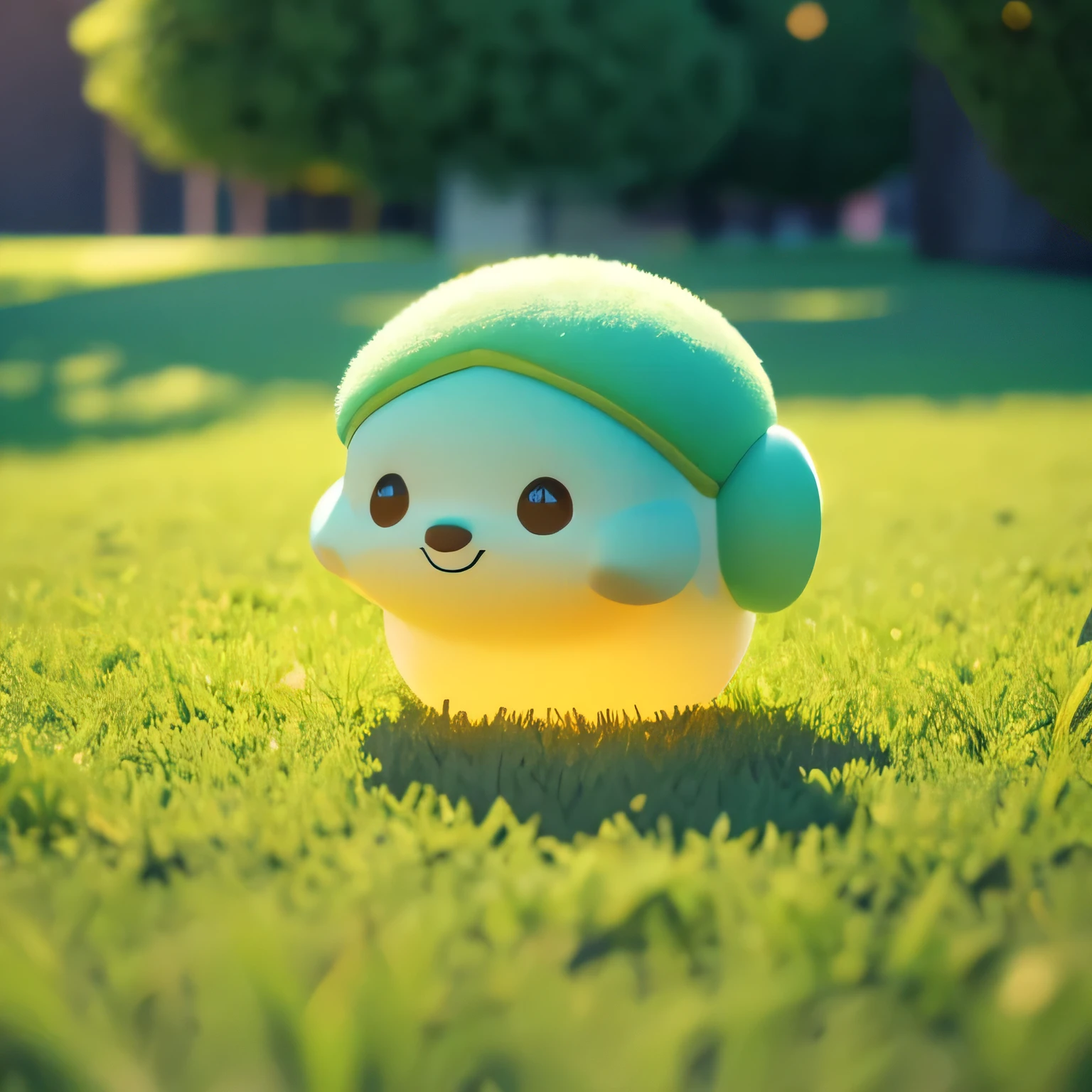 Cute 3D rendering style,lawn,background,8K quality,high quality,Soften Tone
