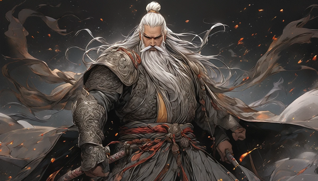 Line art drawing comic a perfect handsome male, Clear Face, Man in his 50s,One person,muscle, Hanfu, Gray Hair, long white beard, ((whole body)), Fine grain, Detailed face,Perfect hand-crafted detail,sword,anger,sparks,１riding a horse,
cast (Immeasurable,Bamboo Flooring,Fire Glass Panel Brownian Motion,Diagonal lines,Zenith angle,Dust storm,Superfluid,ball,oval ,Flowing magic:1.0)| Horsemen, (Vibrant,Illuminate,Enthusiast,cycle,scarlet,Chrome Yellow Arcanum,Dazzling,shine ,liquid crystal,Space dust,Teleport,The Magic of Dashed Lines:1.0) Purification spell, Trace the symbol on the parchment with a quill, Precisely craft a spell, Astral Sparkle, Simple Positive XLv1, Ultra-high resolution, wallpaper, 8k,Richly textured details, Elevation, A magnificent composition, . graphic illustration, Comic art, graphic novel art, Vibrant, Very detailed . Professional, Sophisticated, Modern, Minimalist, graphic, Line art, vector graphics