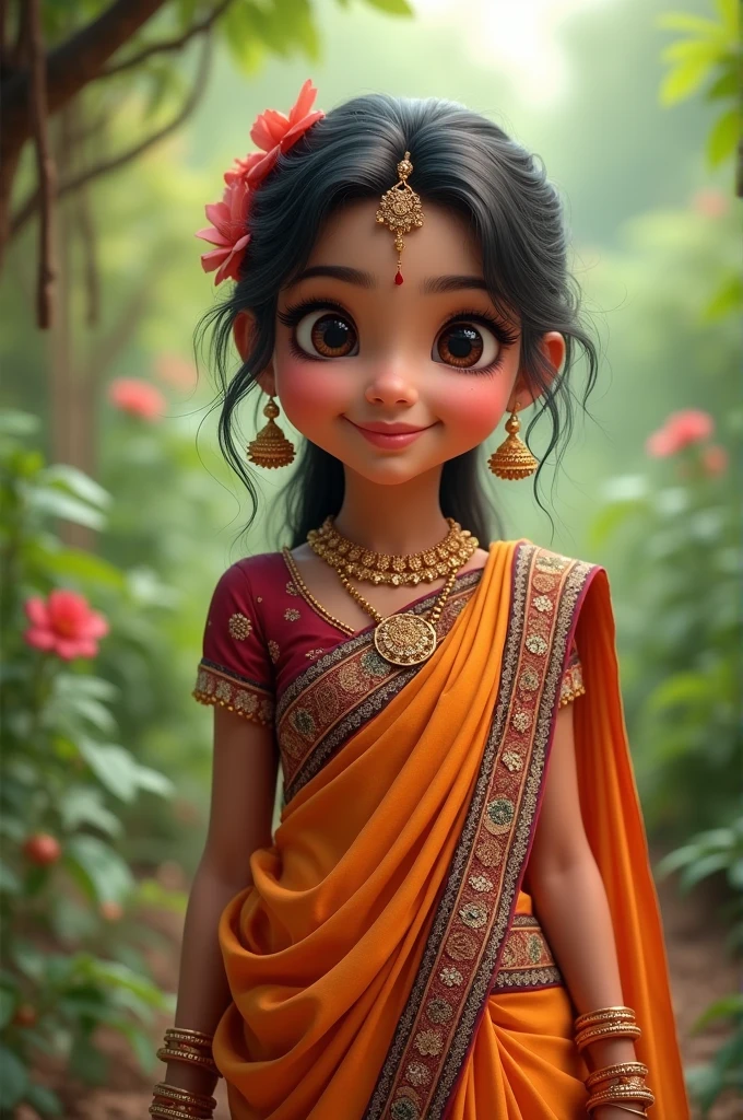 Generat a cute indian girl wearing saree