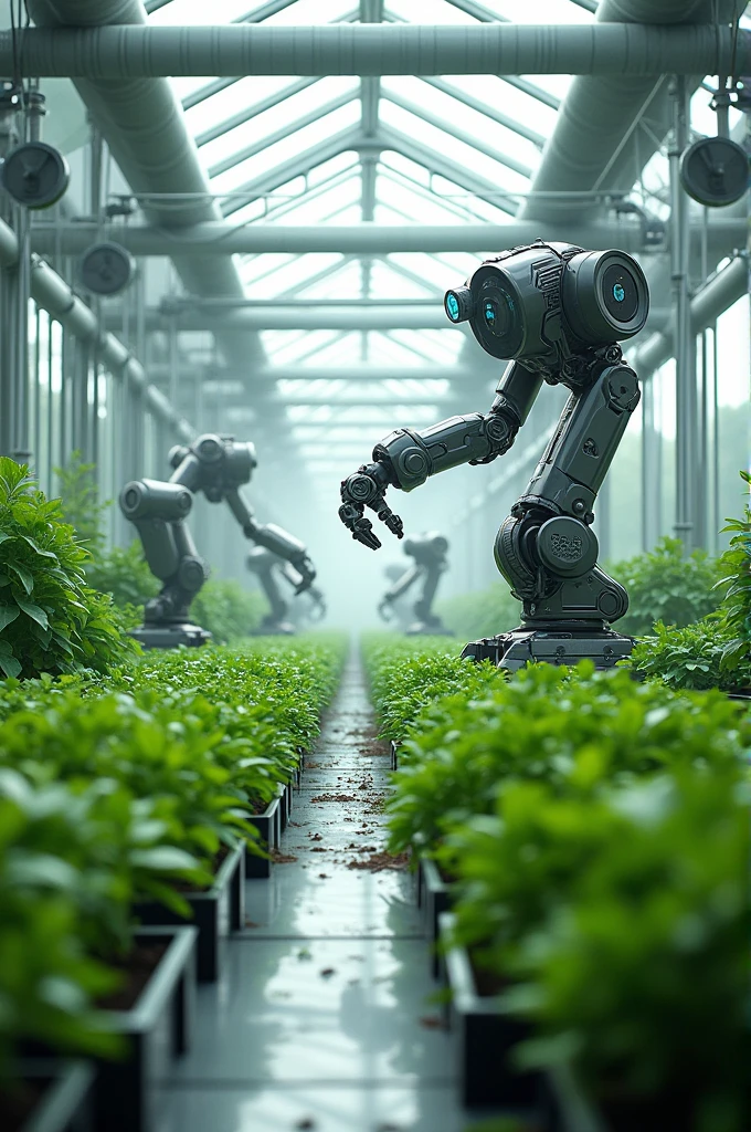 Machines inside greenhouse 