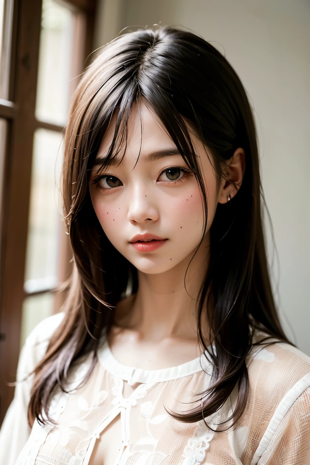 (masterpiece, Highest quality、全てを詳細にRealisticな描画),one person's, alone, Black-haired, scarf, Have, Realistic, Realistic, Looking at the audience, Light-coloured black eyes, Short brunette short bob hair,Short Hair:2. Brown Coat,Beautiful glossy lips, prohibit, Plein Air, Upper Body、Big eyes、Beautiful view of sparkling snow lassi))、(((Short bob hair with bangs:1.4、Shiny Hair、prohibit:1.4、Big eyes、large full chest、Highlights the eyes、Gazing at the audience、Beautiful beauty、Listen carefully、Beautiful long neck、A beautiful and charming décolleté、Laugh a little、smile、幸せなsmile、Ideal body type、Beautiful faces with great detail、Beautiful highly detailed eyes、Very beautiful and attractive look、Beautiful and very cute attractive woman)))、{Huge|big|Hugeな|Mega} chest:2, 大きなchestの谷間:2、大きなchestの谷間を見せつける、