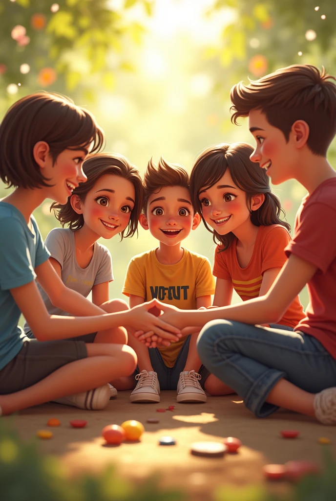 5 friends : 2 girls and 3 boys