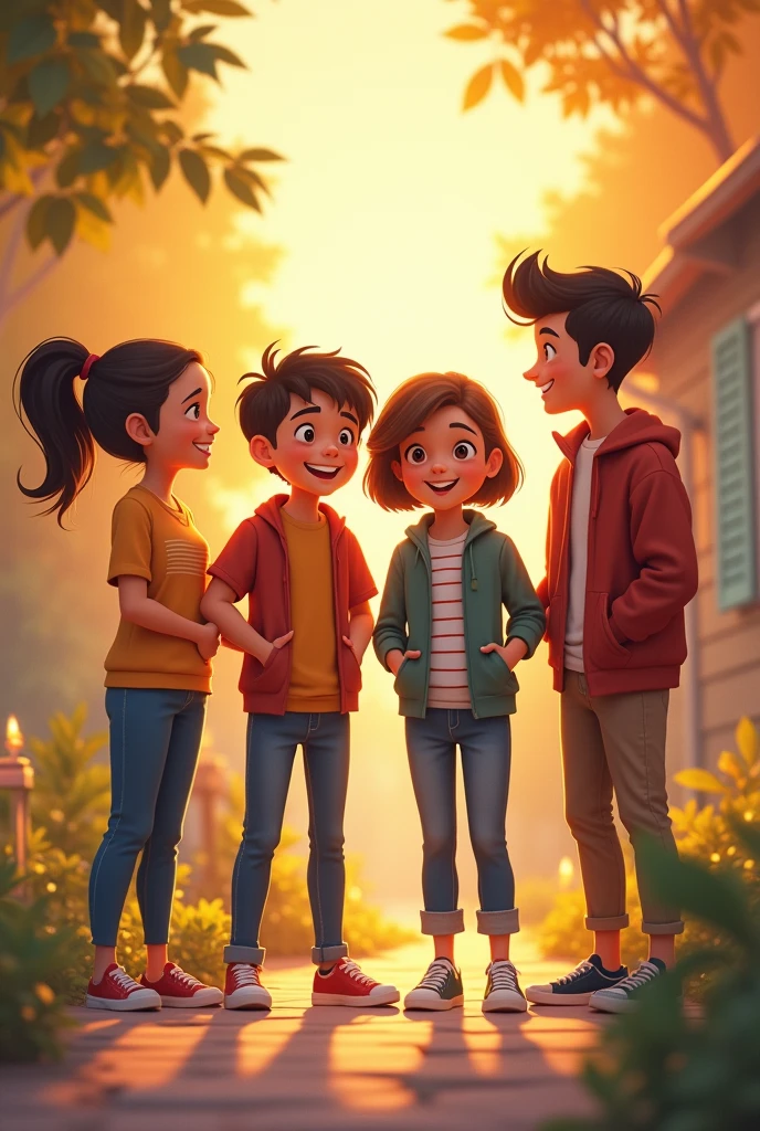 5 friends : 2 girls and 3 boys