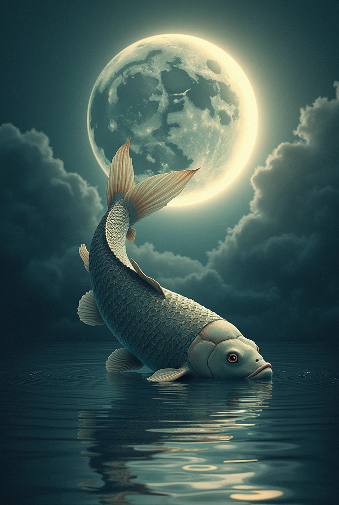 Eclipse between the full moon and a carp