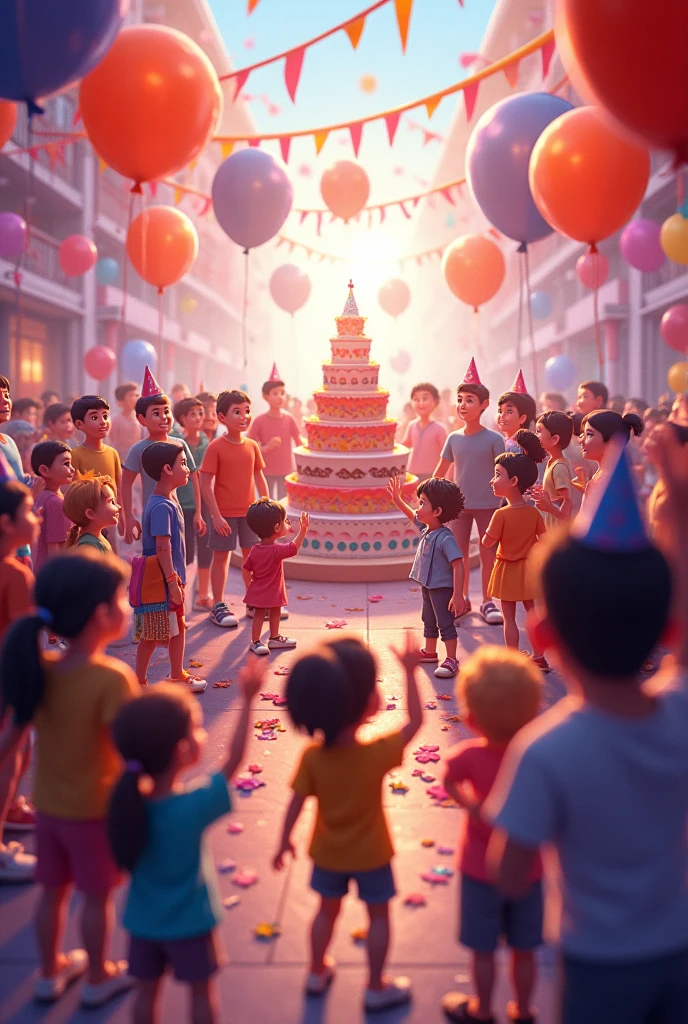 Birthday party red violet orange