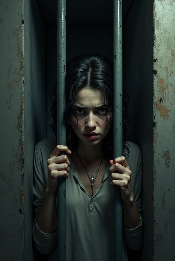 Give me a photo of a prisoner behind bars with a denied protection sentence