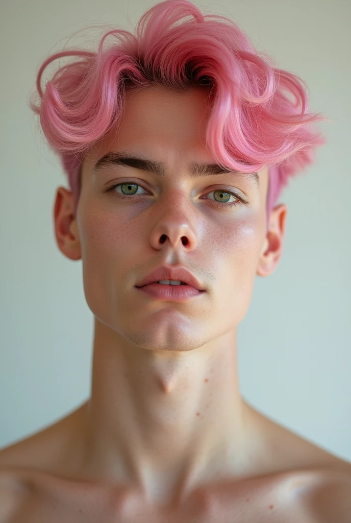 pink hair green eyed man white skin handsome