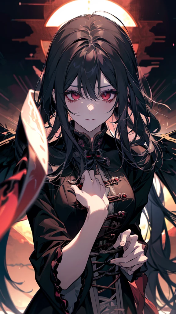 Anime女の子 with black wings and a red eye, demon Anime女の子, 悪女はblackい天使の羽を持つ, gothic maiden Anime, Dark Angel, Gap Moe Yandere Grimdark, black, 腕の代わりにblackい翼, blackい翼を持っています, Anime Wallpaper, Nightcore, Angel Knight Gothic Girl, (Anime), blackい羽根の翼, Anime Style 4k
