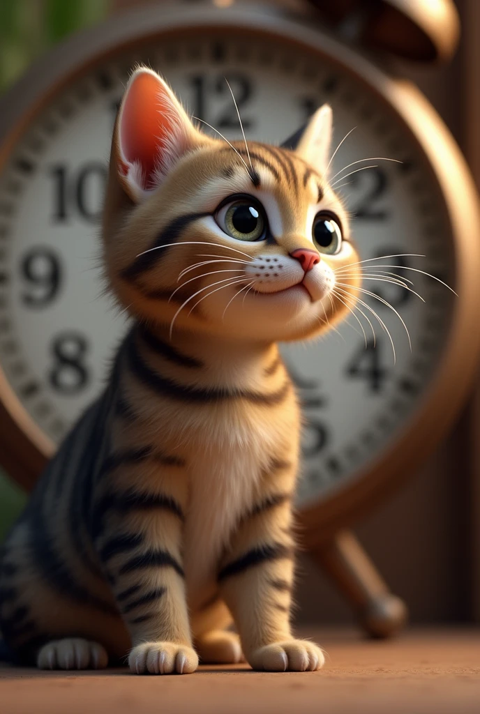 Cat looking at the clock