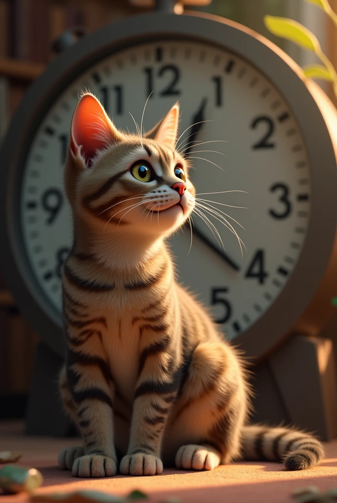Cat looking at the clock