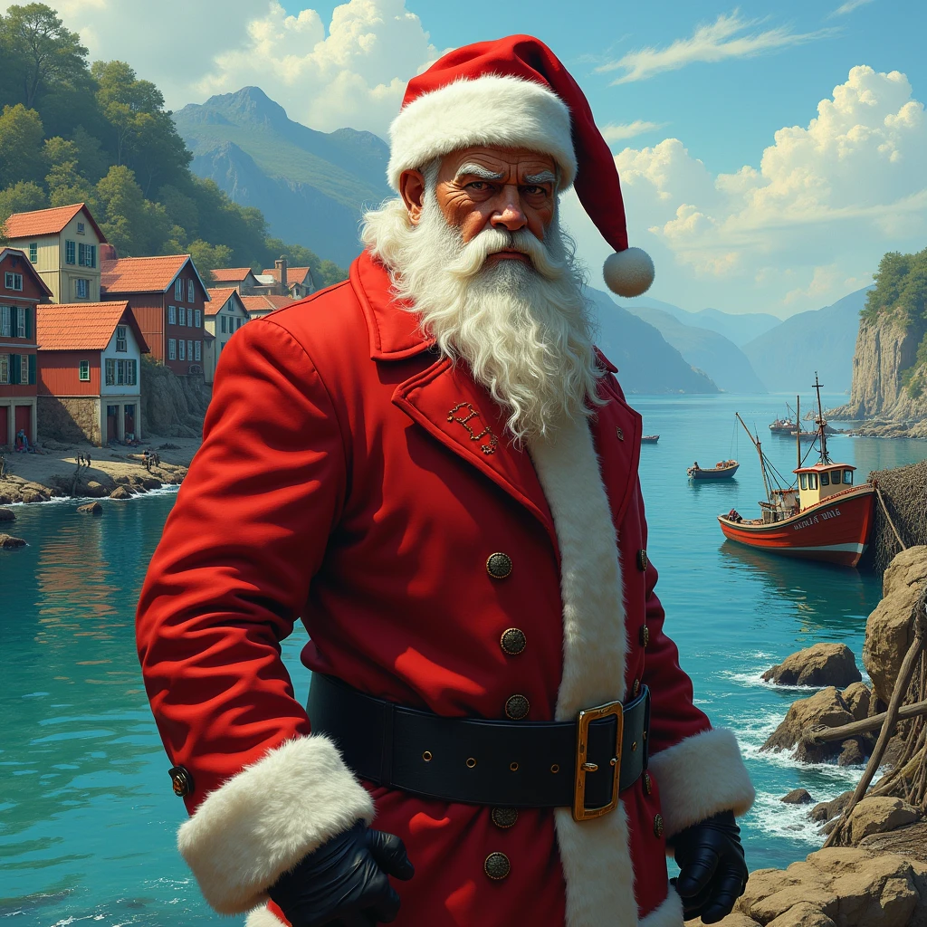 papai noel gangster with currents in the fishing village