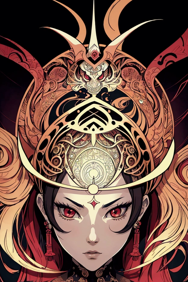offcial art, unity wallpaper 8k, ultra detaild, comely and aesthetic, high qualiy, comely, work of art, best qualityer, (zentangle, mandala, tangle, entangle:0.6),demon king samurai
