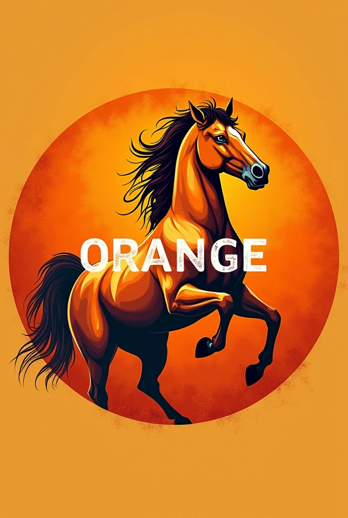 Create a shield for a team, must be circular, The orange color should predominate. A horse has to come out and say "orange house" in the logo. More lively and that "orange house" This inside the circle. I like it but it should be like the previous one but the lyrics should say, orange house.