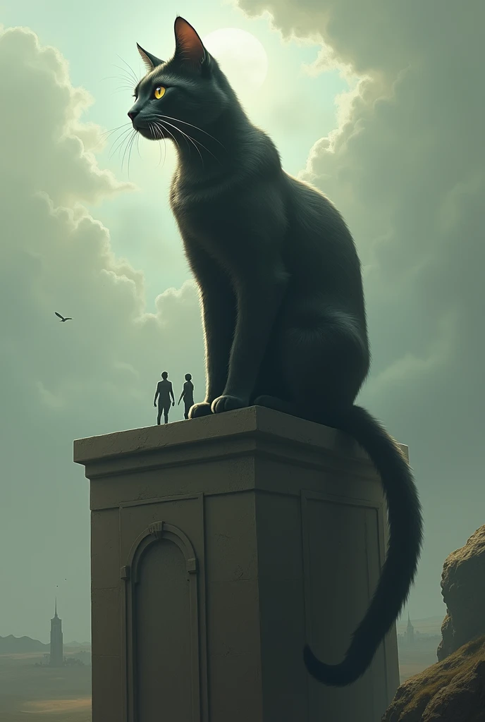 Cat looking down on humans