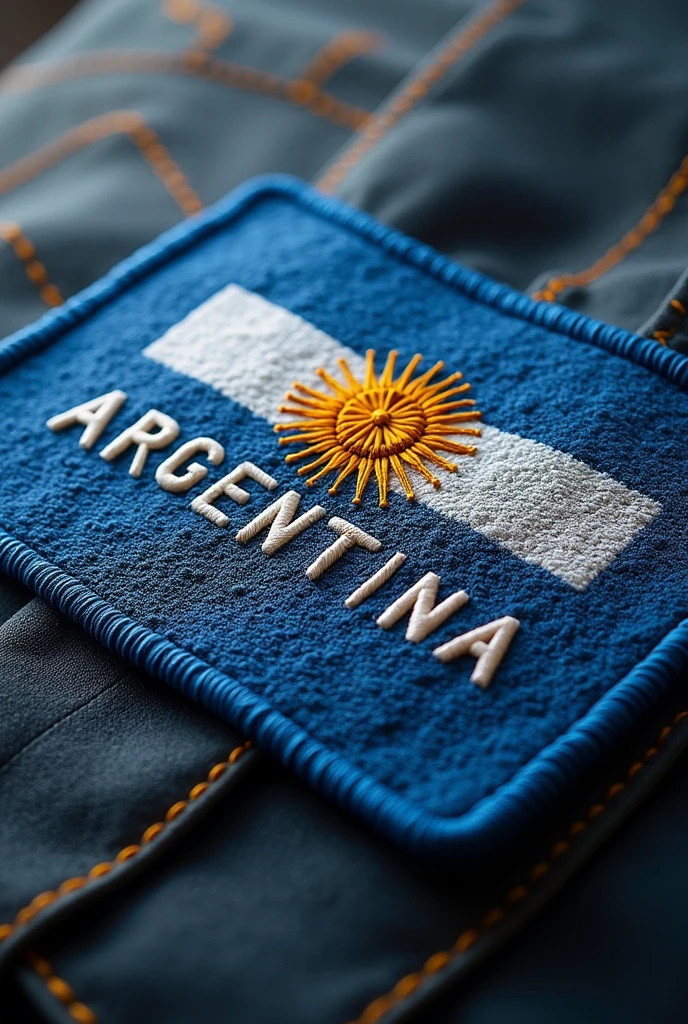 ARGENTINA logo embroidered style in realistic hd fabric