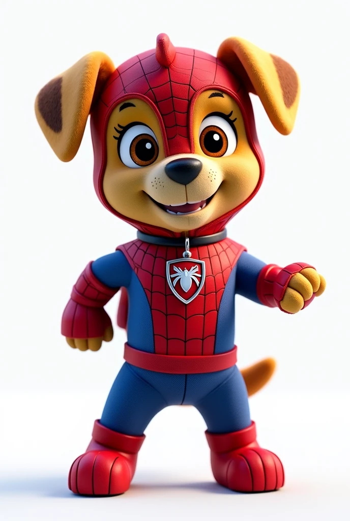 Paw Patrol dog dressed as Spider-Man with transparent background 