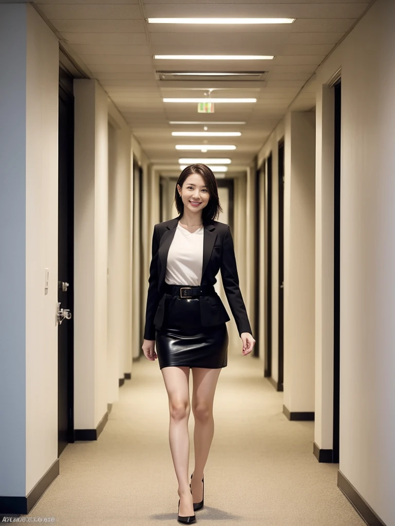 Raw photo, Shooting from the front,(high resolution, high quality, High resolution, masterpiece, Very detailed), (Photo quality:1.5), NSFW, Anatomically correct, whole body, full body, in busy corridor, office lady, Japanese 30 year old secretaries walking in corridor of office, black short hair, Very beautiful face, alluring features, Beautiful teeth alignment, Beautiful Hands, Beautiful breasts, Beautiful legs, Thighs, Outstanding proportions, Looking at the audience, ((suit, Jacket, satin blouse, wide belt, panties, latex miniskirt)), (In corridor, Standing Together, Stand up straight, Bright interior), ((No text)), Black short Hair, slender body, tall body, smile, open breast, nipples, extreme short micro skirt, very very short micro mini-skirt