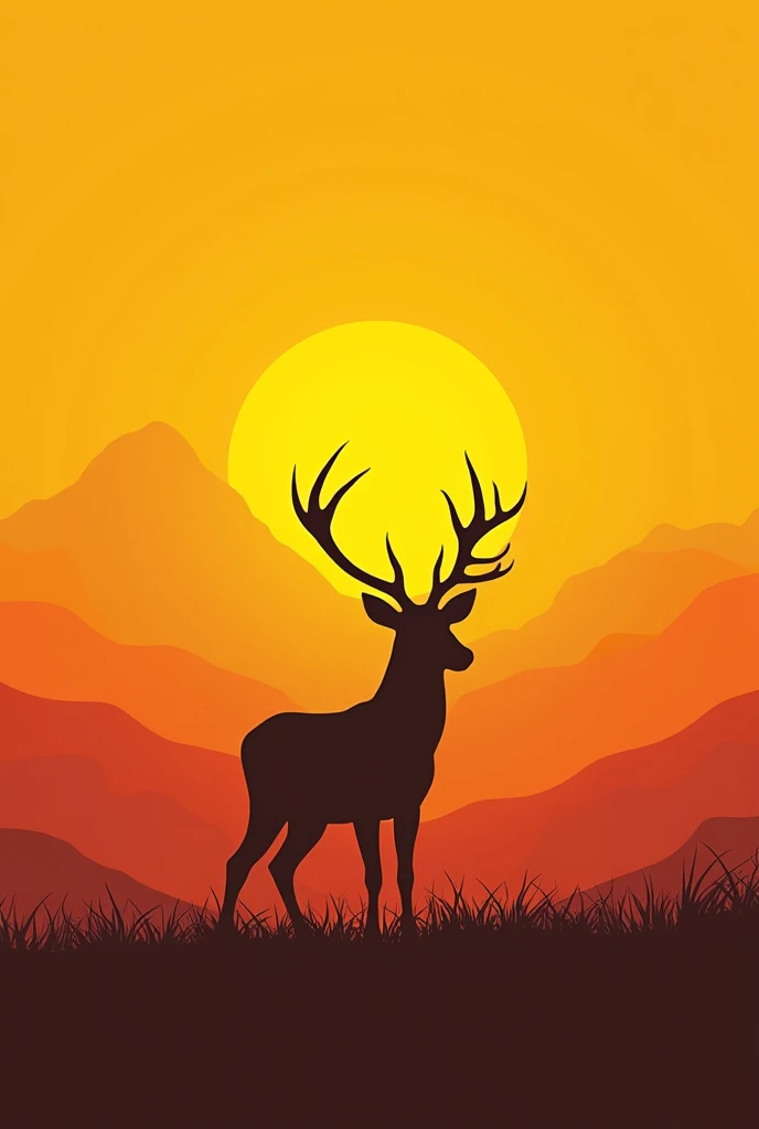 Simple animal shadow sunset gradient yellow t-shirt
