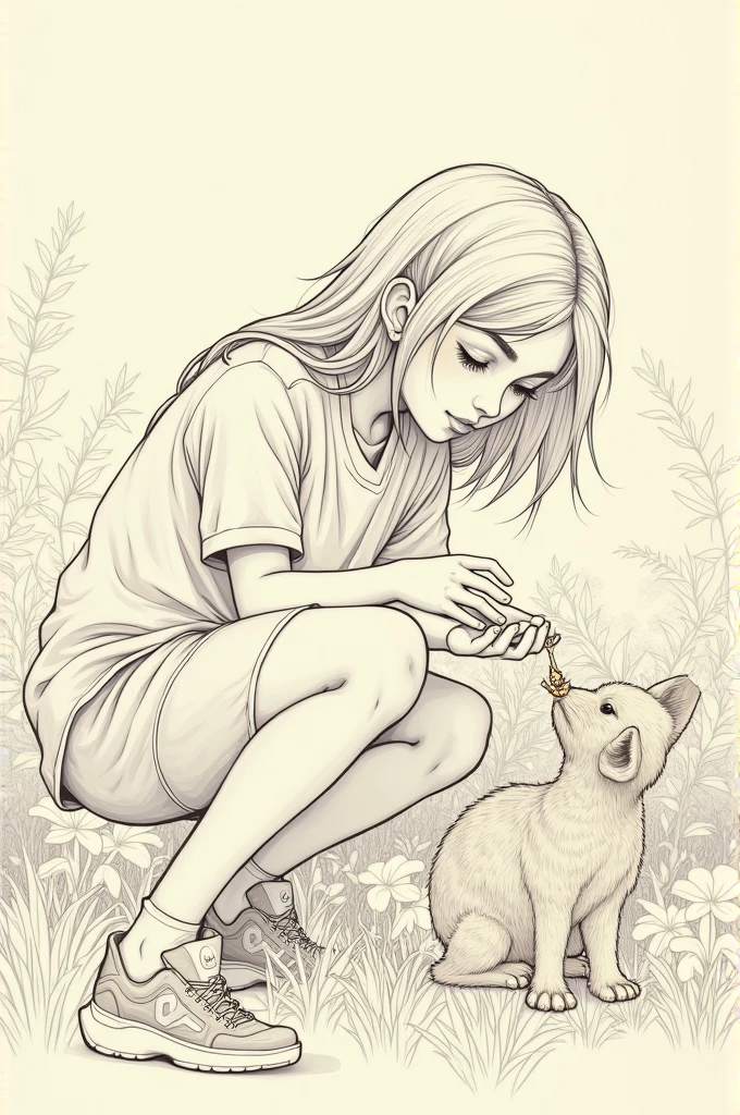 Drawing of teenage feeding