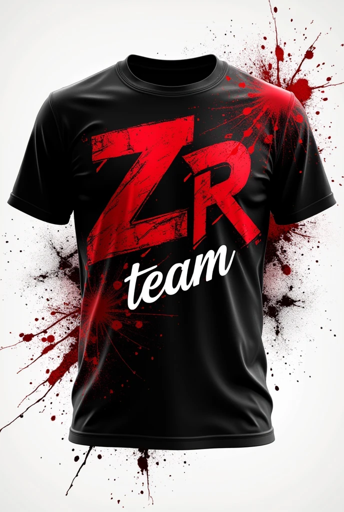 make a t-shirt with the symbol "ZR team" in black and red jiu-jitsu 