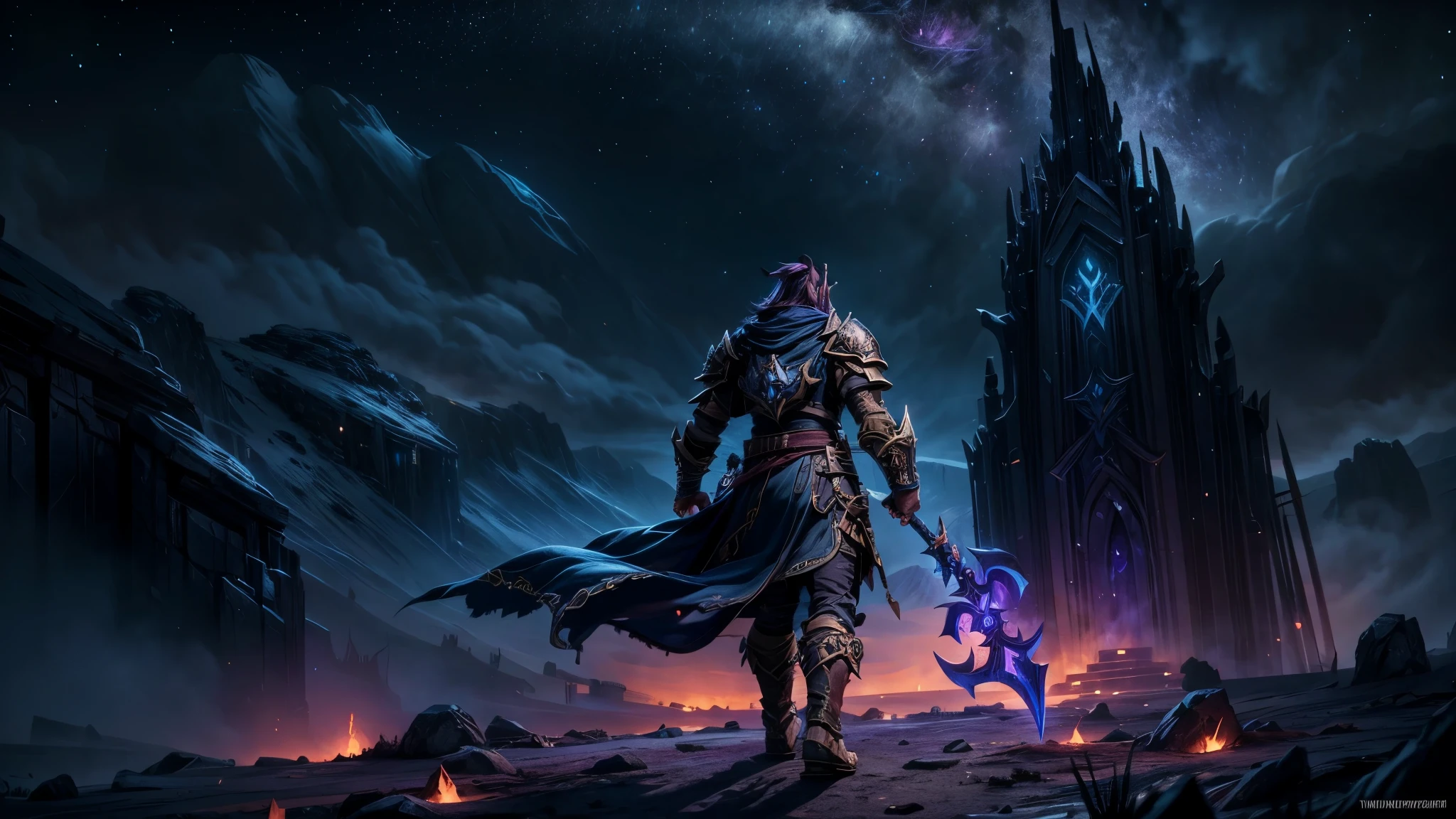 Prompt 3: The Final Stand (World of Warcraft Style)
Description: On a high mountain peak under a twilight sky, WoW-style heroes stand united, their silhouettes defined by a glowing, ethereal light. The characters wear oversized, iconic armor and wield massive, glowing weapons. The mountain peak is infused with ancient, magical energy, with runes and mystical symbols glowing from the ground. The scene is heroic and majestic, evoking the legendary feel of WoW's epic battles and characters. The background includes a twilight sky filled with stars, representing their undying resilience.
Style: World of Warcraft, heroic, stylized, vibrant, mystical, exaggerated proportions.