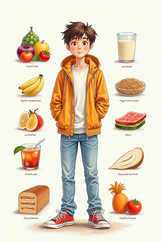 Drawing of a teenager&#39;s diet 