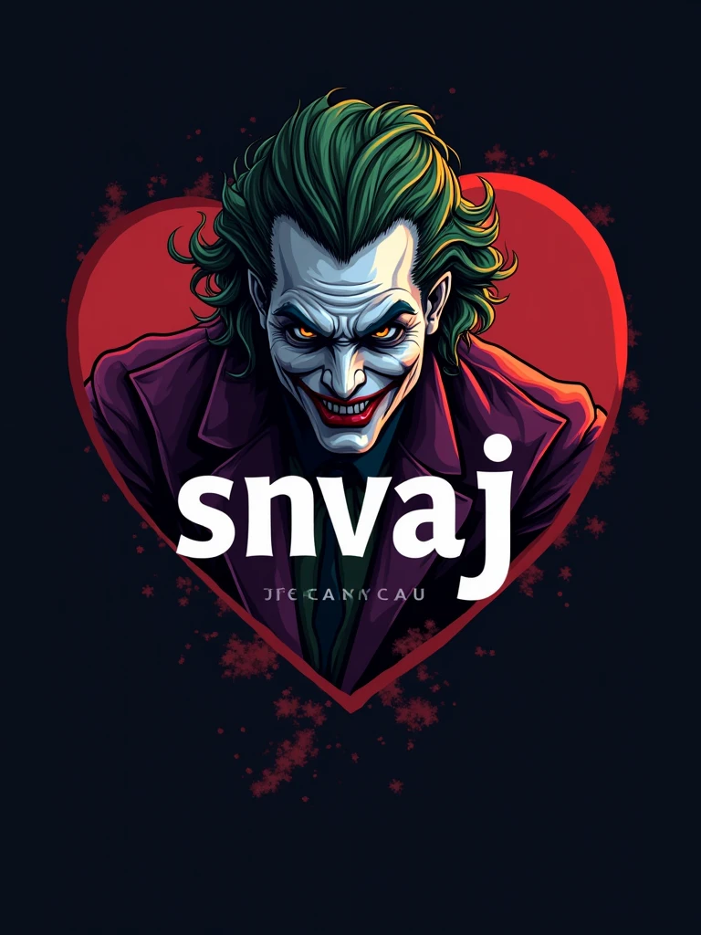 logo "snvaj" stylish letter logo front, background joker ,realistic and attitude with logo joker ,realistic real