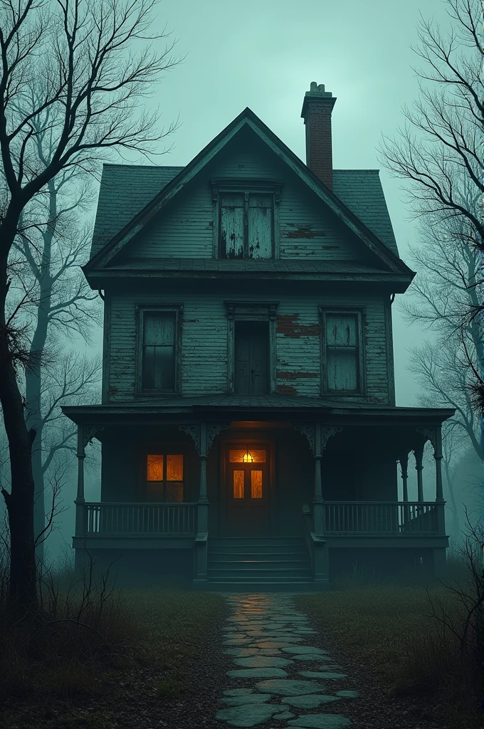 A two-story house that has a spooky look