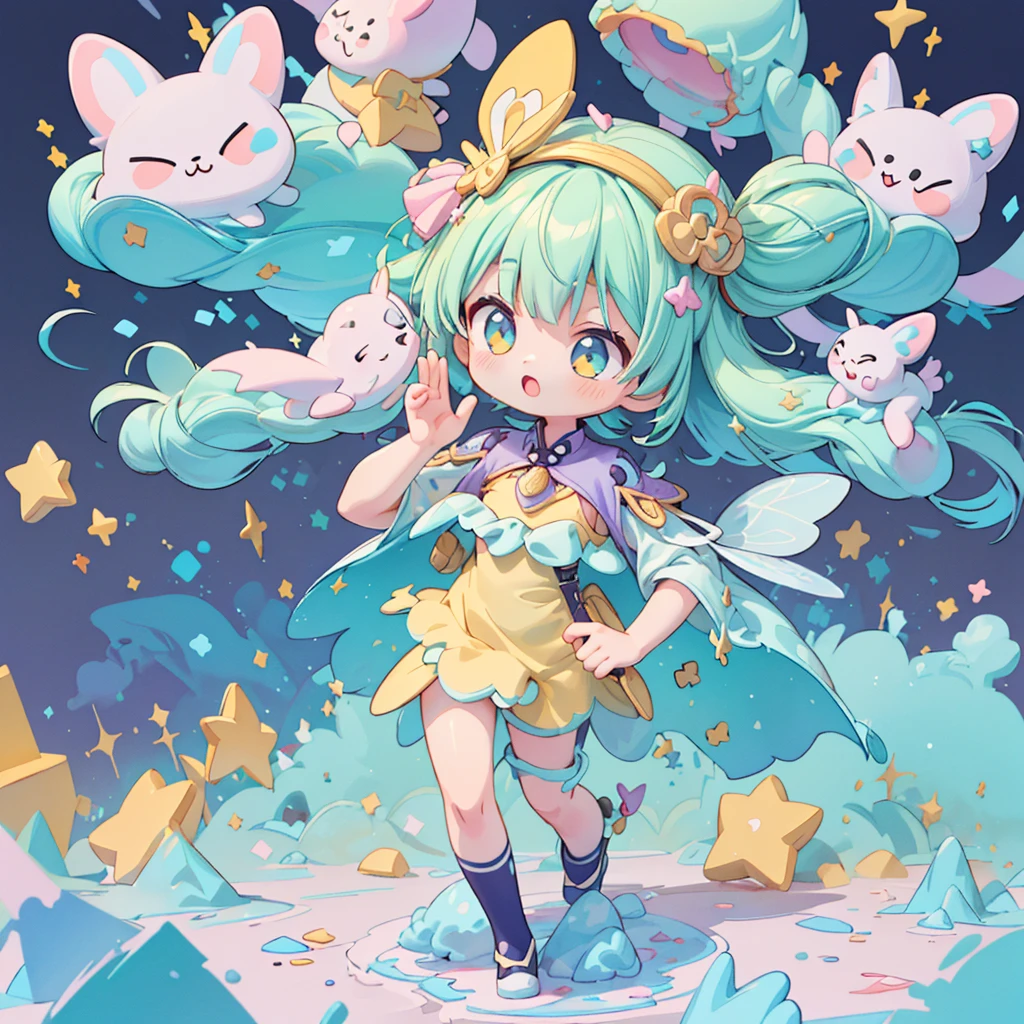 (Same character, front, side, back), (full body); 3d; cute; 3d toy art; toy art; anime style; glitter; horoscope sign Taurus; Bull details; ♉ symbol;