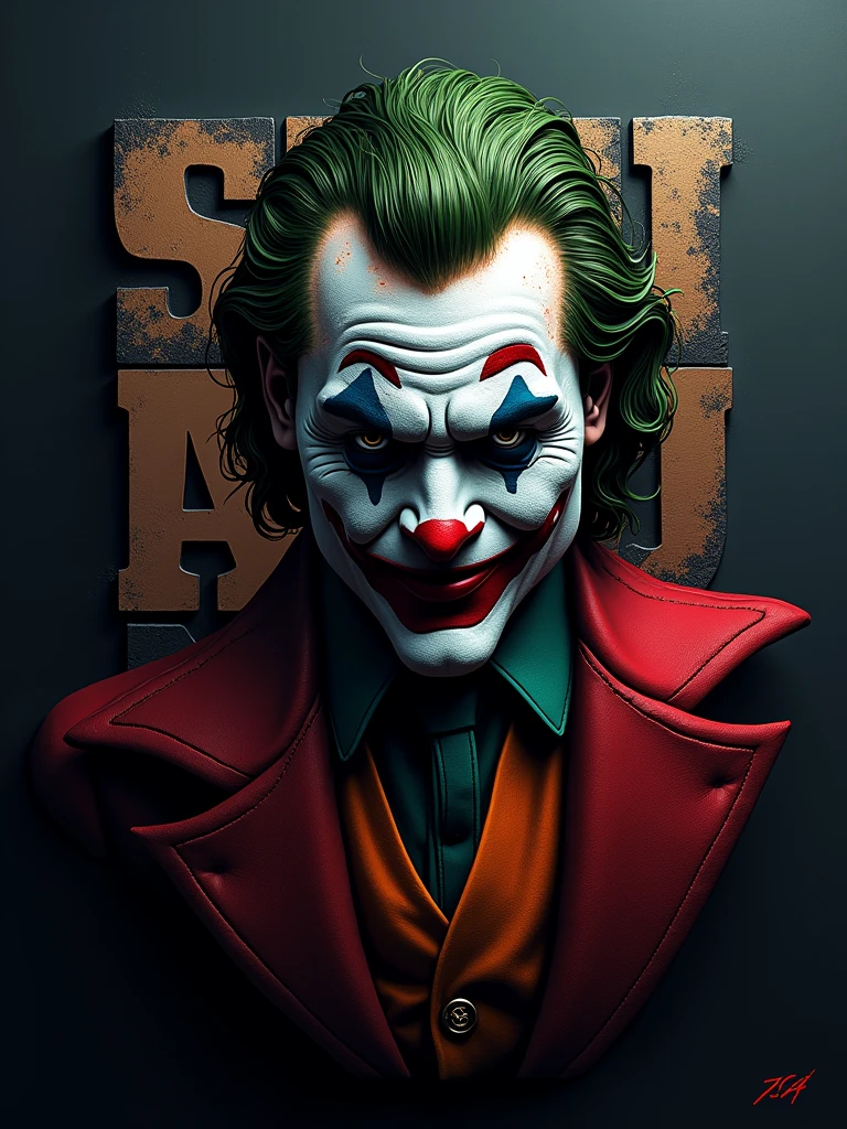 logo "snvaj" stylish letter logo front, background joker ,realistic and attitude with logo joker ,realistic real