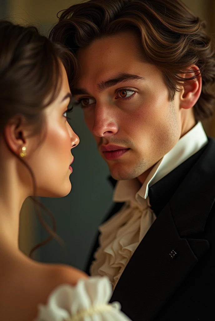 now do the man who fell in love with her, 1800 era, man with red eyes, brown hair and well dressed brown eyes, it&#39;s young 