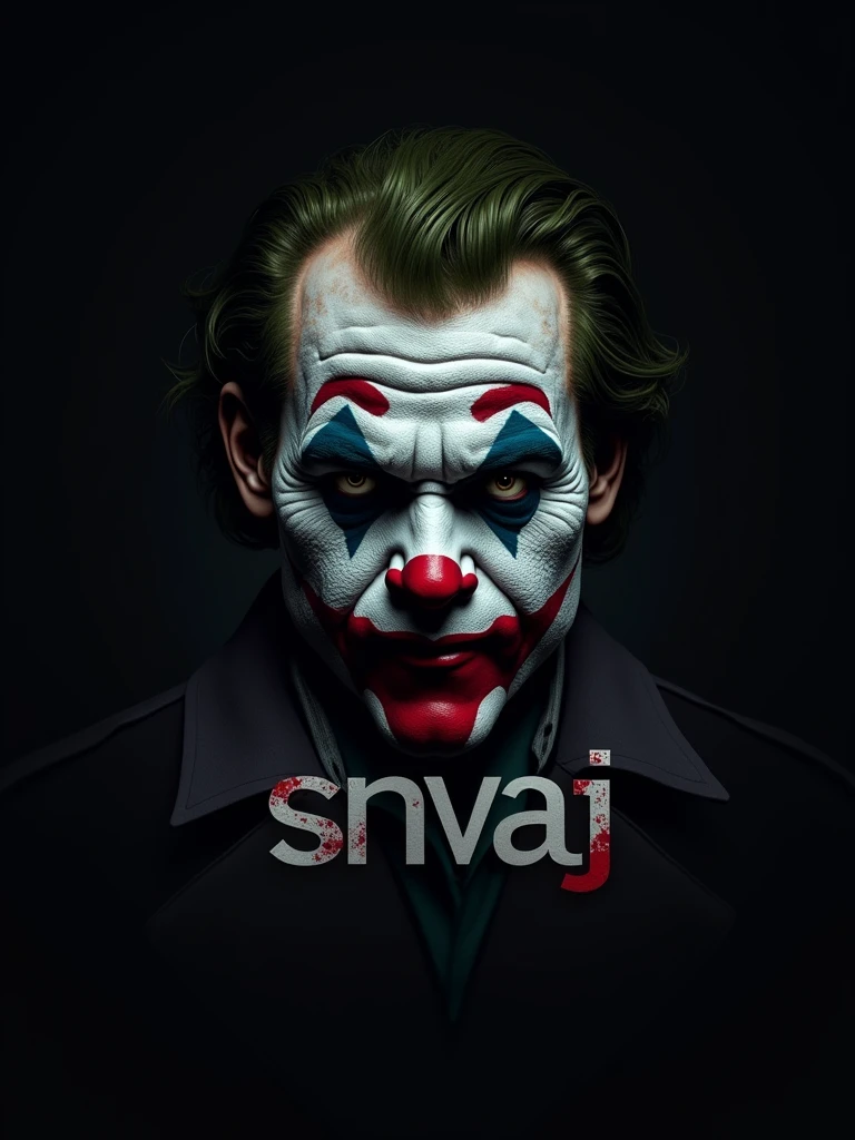 logo "snvaj" stylish letter logo front, background joker ,realistic and attitude with logo joker ,realistic real