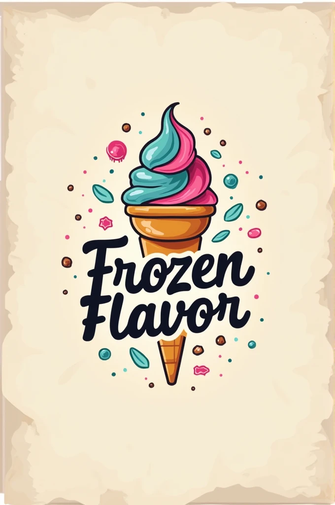 Create a logo for an ice cream project, with the title Frozen Flavor something like creative in bags