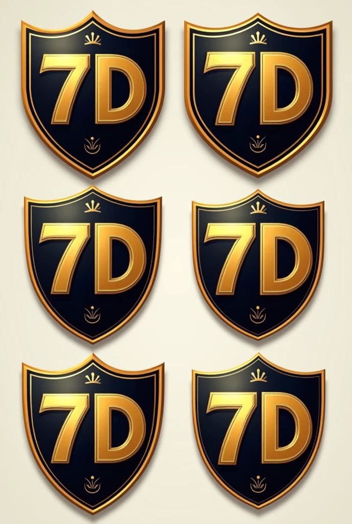 shields for teams that say 7D and as a golden and larger style the 7D smaller and with another type of typography and more modern
