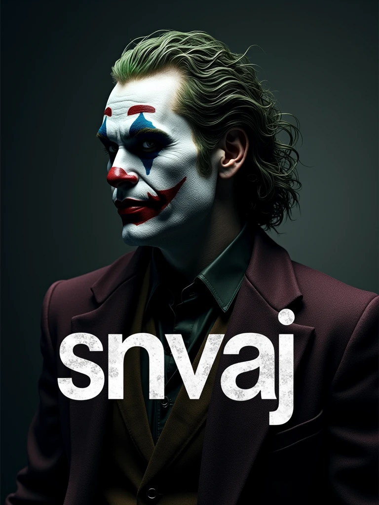 logo "snvaj" stylish letter logo front, background joker ,realistic and attitude with logo joker ,realistic real