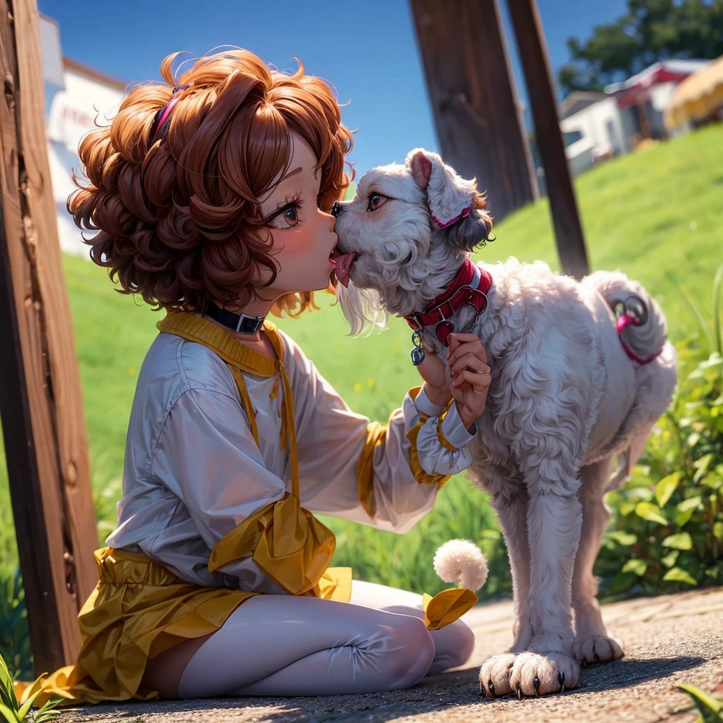 Toy poodle licking its paw,” in Ibiza”のロゴ
